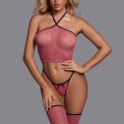 (image for) Hot Selling Pink Haltered Mesh Nightwear Suit