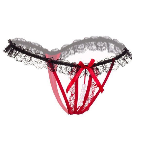 (image for) Sexy Crotchless Pearl Massage Lace Panty T-back
