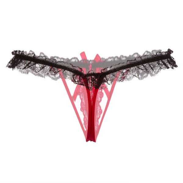 (image for) Sexy Crotchless Pearl Massage Lace Panty T-back