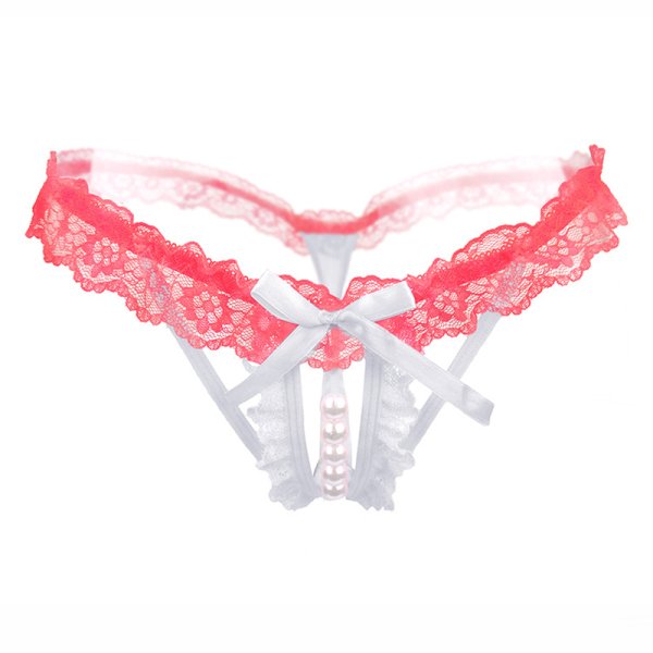 (image for) Sexy Crotchless Pearl Massage Lace Panty T-back