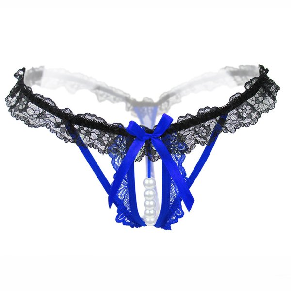 (image for) Sexy Crotchless Pearl Massage Lace Panty T-back