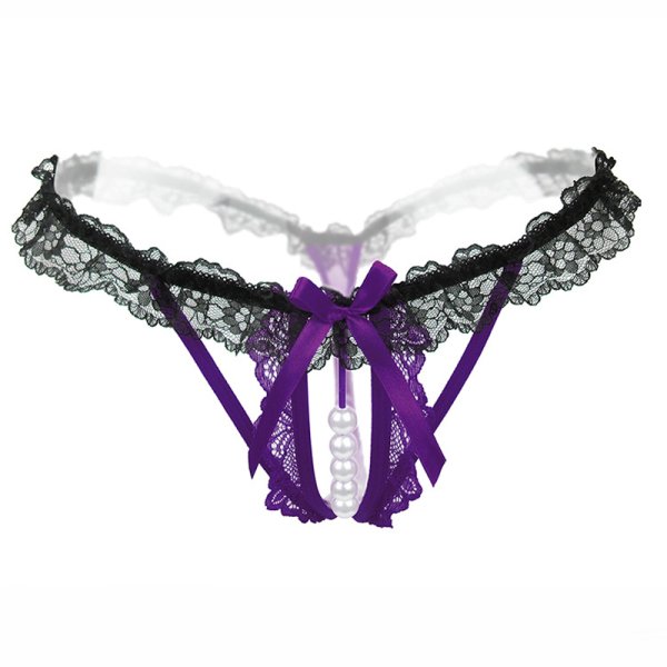 (image for) Sexy Crotchless Pearl Massage Lace Panty T-back