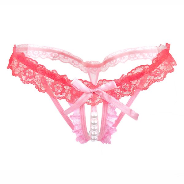(image for) Sexy Crotchless Pearl Massage Lace Panty T-back
