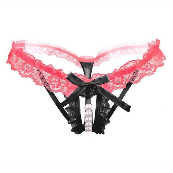(image for) Sexy Crotchless Pearl Massage Lace Panty T-back