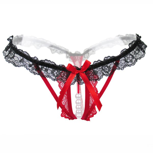 (image for) Sexy Crotchless Pearl Massage Lace Panty T-back