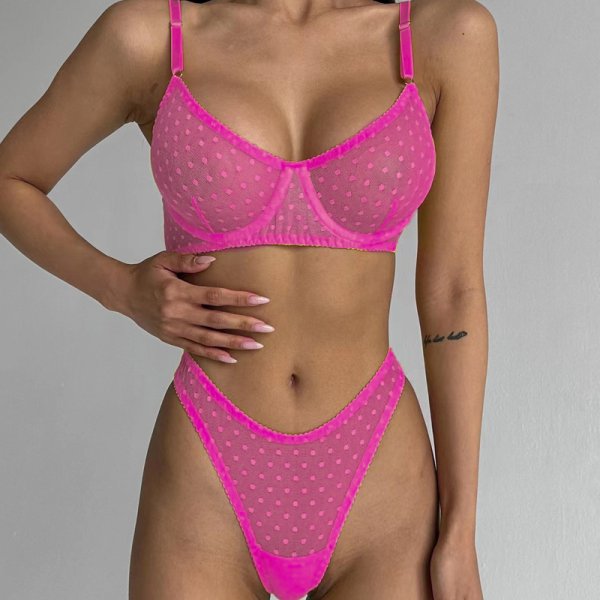 (image for) Sexy Dotted Ultrathin Bra And Panty Suit For Women