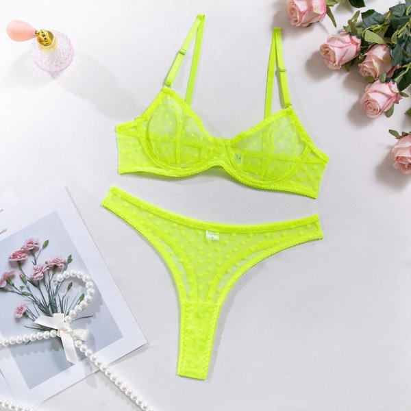 (image for) Sexy Dotted Ultrathin Bra And Panty Suit For Women