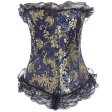 (image for) Royal Embroidered Lace Trim Buckled Sexy Corset With Thong
