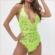 (image for) Bright-colored Deep V Neck Halter Lace Suit Jampsuit