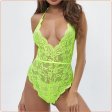 (image for) Bright-colored Deep V Neck Halter Lace Suit Jampsuit