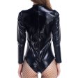 (image for) Alluring Patent Leather Front Hollowed-out One Piece Suit