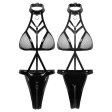 (image for) Wild Love Patent Leather Crotchless Zipper Teddy