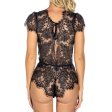 (image for) Deep V-neck See-through Lace Teddy Sexy Lingerie
