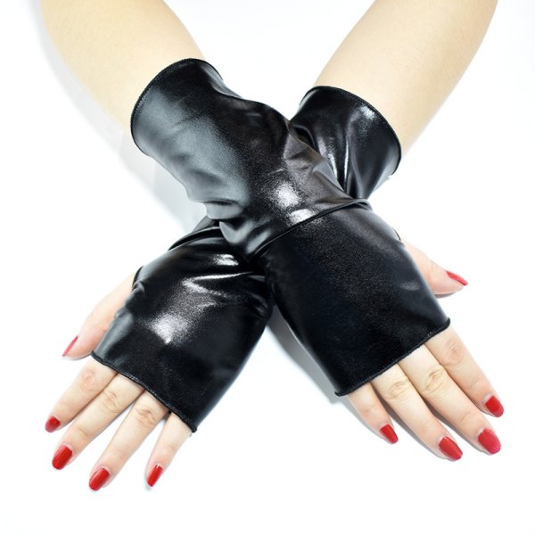 (image for) Short Patent Leather Dancing Fingerless Gloves