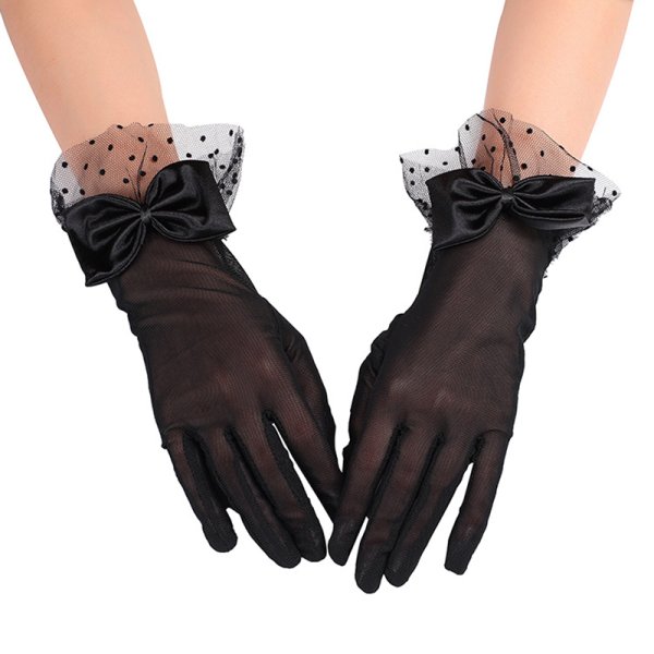 (image for) Black Lace Wedding Dancing Bowknot Gloves