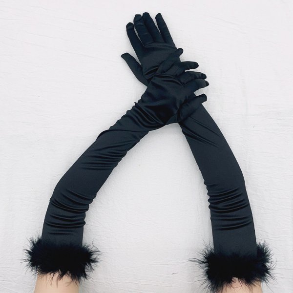 (image for) Women's Long Party Cosplay Gloves With Fluff
