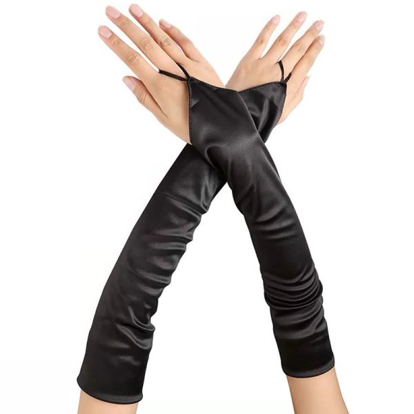(image for) Ladies Satin Fingerless Gloves For Show