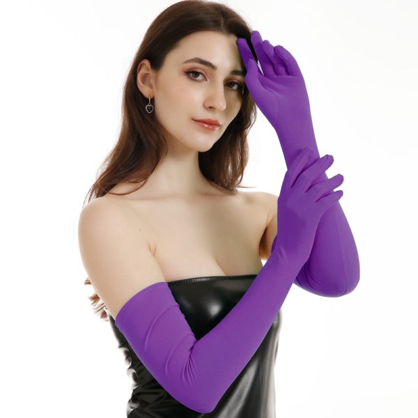 (image for) Multi-colored Thin Elastic Milk Fleece Long Gloves