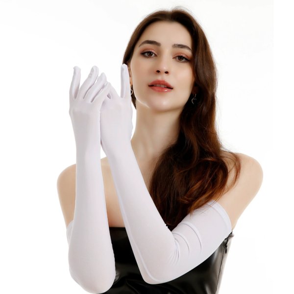 (image for) Multi-colored Thin Elastic Milk Fleece Long Gloves