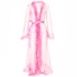 (image for) Long See-through Feather Mesh Night Robe