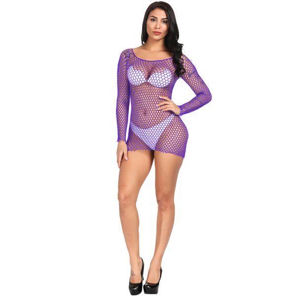 (image for) Multi-colored Elastic Mesh Skirt Nigth Dress