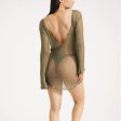 (image for) New Fashion See-through Backless Knit Beach Dress