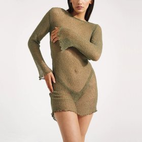 New Fashion See-through Backless Knit Beach Dress
