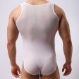 (image for) Elastic See-through Mesh One-piece Vest Jumpsuit