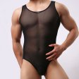 (image for) Elastic See-through Mesh One-piece Vest Jumpsuit