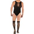 (image for) Hot Sleeveless Cupless Men Mesh Teddy With Stockings
