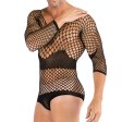 (image for) Erotic Men Fishnet Long sleeved Teddy Lingerie