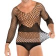 (image for) Erotic Men Fishnet Long sleeved Teddy Lingerie