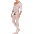 (image for) Pure White Crotchless Low Cut Jampsuit Teddy For Men