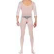 (image for) Pure White Crotchless Low Cut Jampsuit Teddy For Men