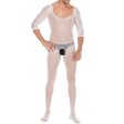 (image for) Pure White Crotchless Low Cut Jampsuit Teddy For Men
