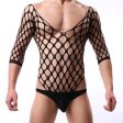 (image for) Black Elastic Fishnet One-piece Suit With Stockings