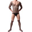 (image for) Black Elastic Fishnet One-piece Suit With Stockings