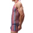 (image for) Men Haltered Colorful Striped Mesh Dress