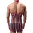 (image for) Men Haltered Colorful Striped Mesh Dress
