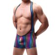 (image for) Elastic Rainbow Strappy One Piece Suit For Men