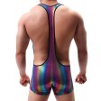 (image for) Elastic Rainbow Strappy One Piece Suit For Men
