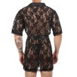 (image for) Sexy Tranparent Lace Night Robe For Men