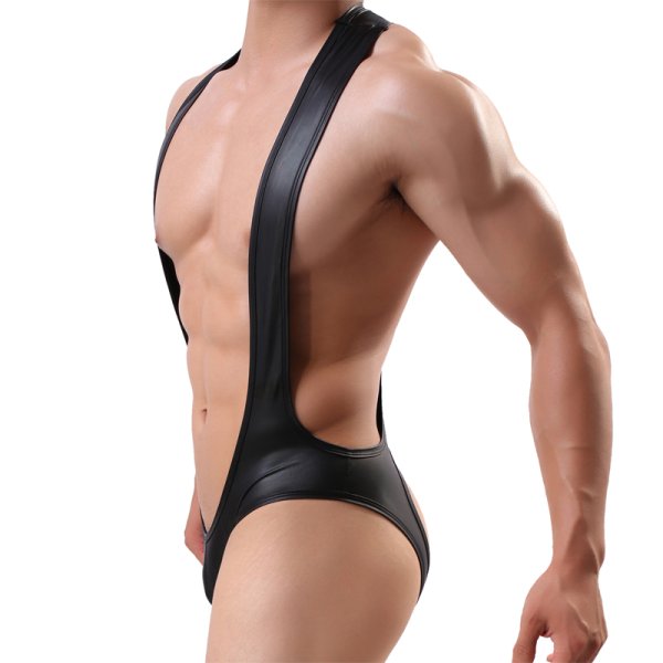 (image for) Men Faux Leather Assless Game One Pieces