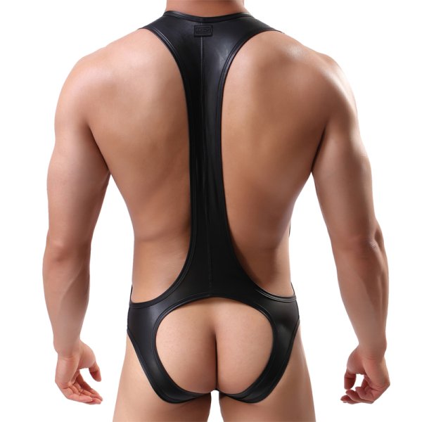 (image for) Men Faux Leather Assless Game One Pieces