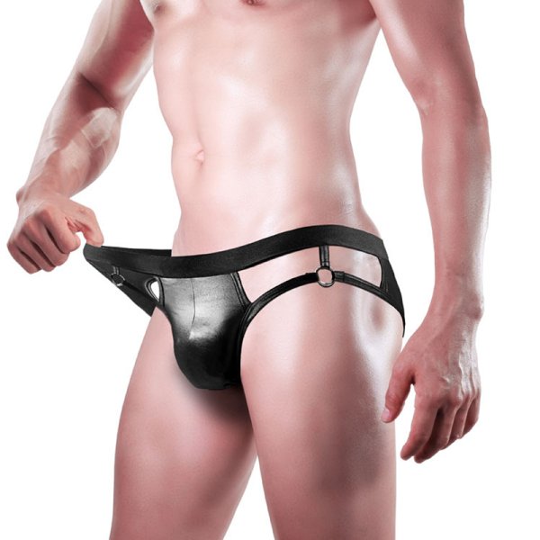 (image for) Men Faux Leather Rings Assless Panty