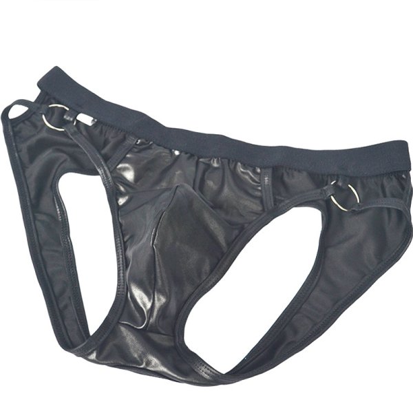 (image for) Men Faux Leather Rings Assless Panty