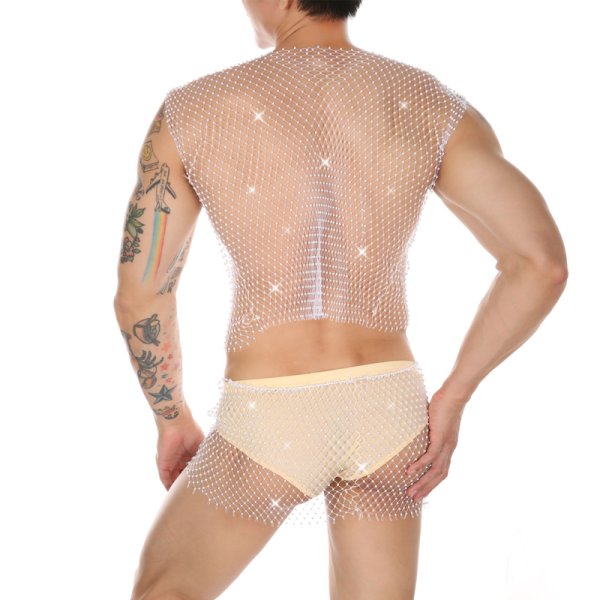 (image for) Night Club Shining Rhinestone Fishnet Vest