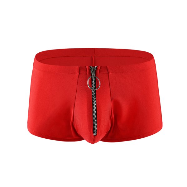 (image for) Men Front Metal Zipper Boxers Soft Underwears