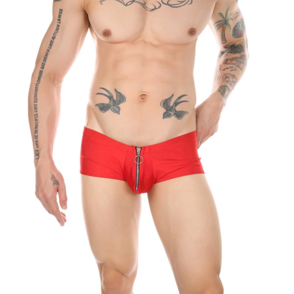 (image for) Men Front Metal Zipper Boxers Soft Underwears