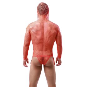 Men Long Sleeved Mesh Hoody With Bandaged Panty Suit